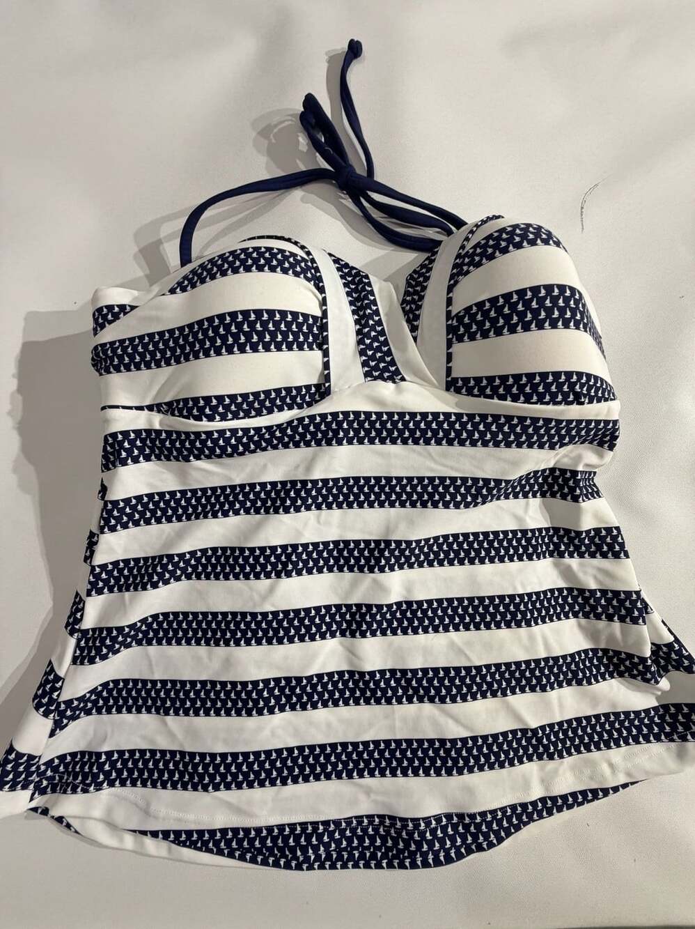 Venus Womens Blue White Striped Tankini Swimsuit Top Size 10